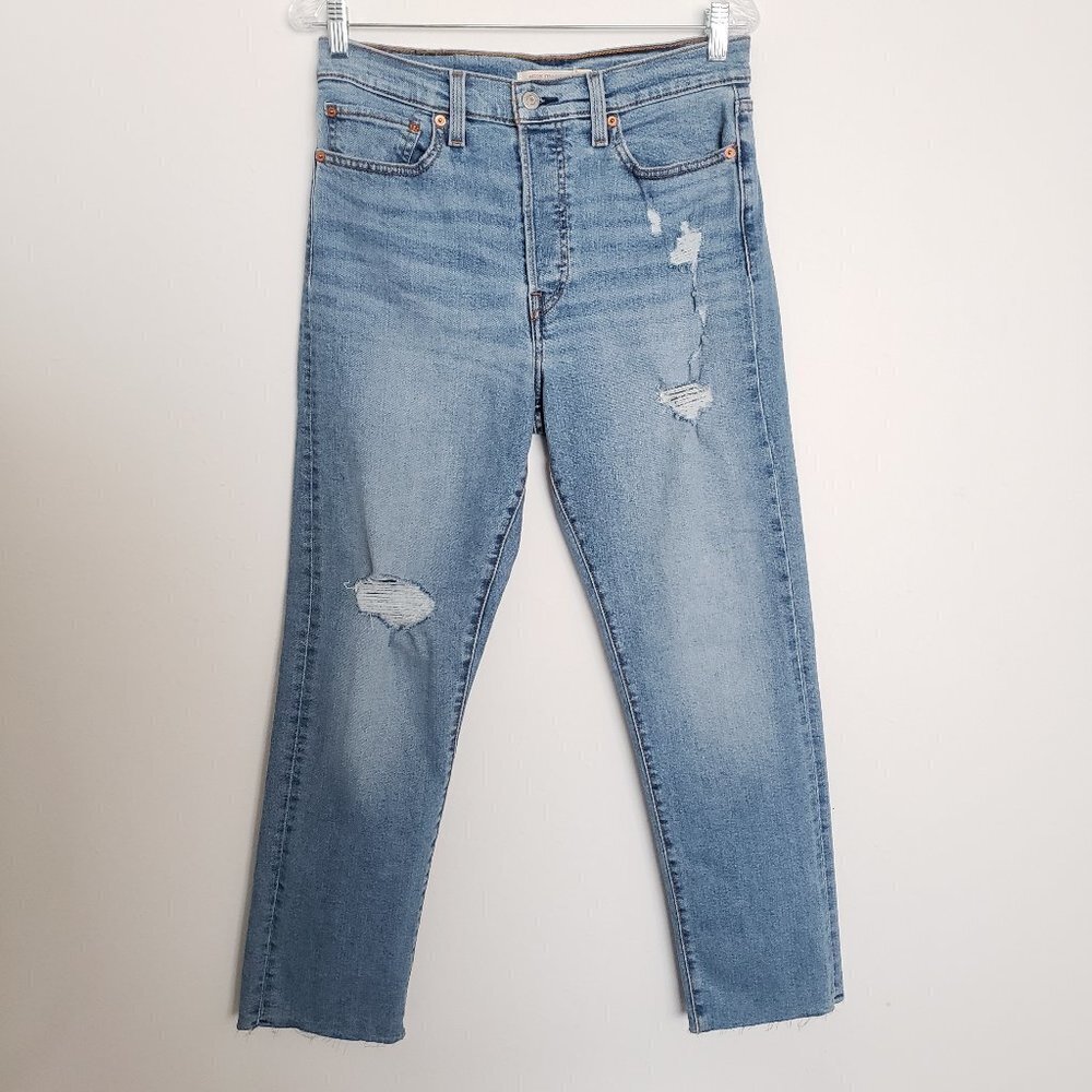 Levi's Denim Wash Wedgie Straight Distressed Raw Hem Casual Jeans Size 30